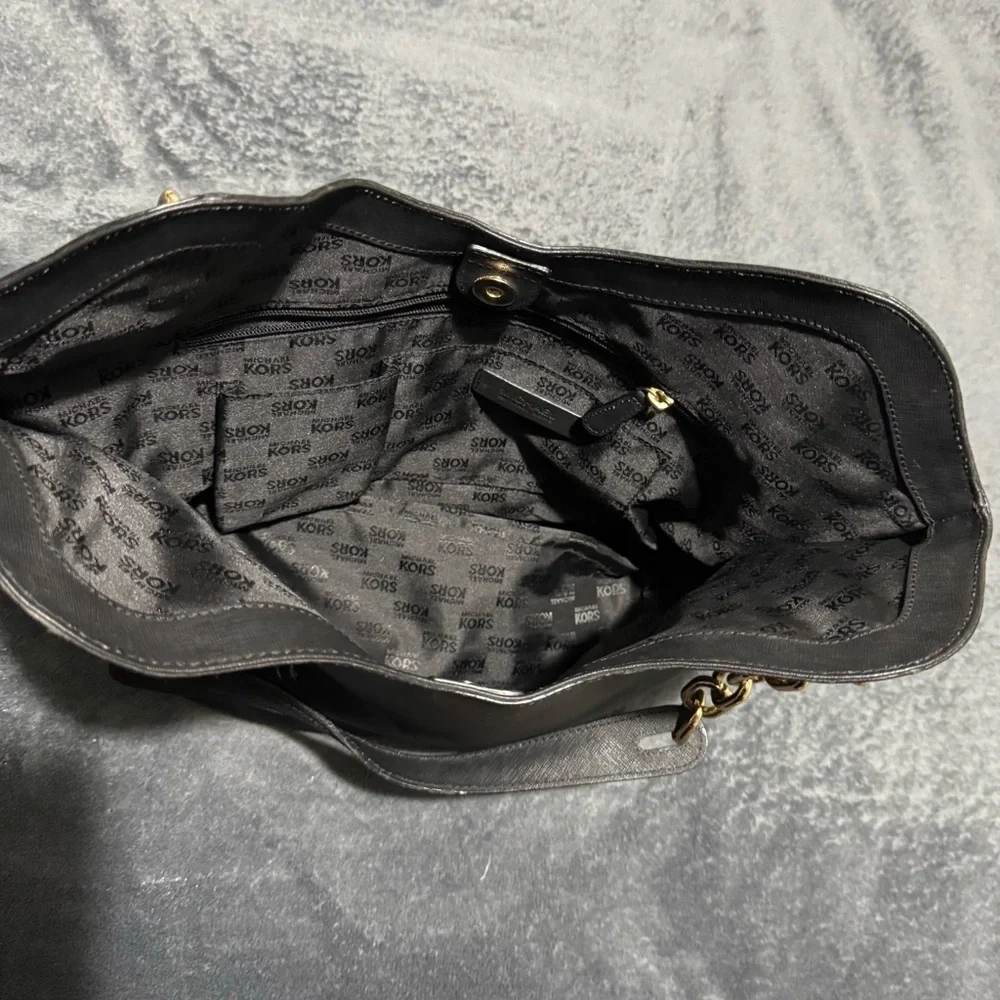 Michael Kors Black Shoulder Bag with Gold Chain